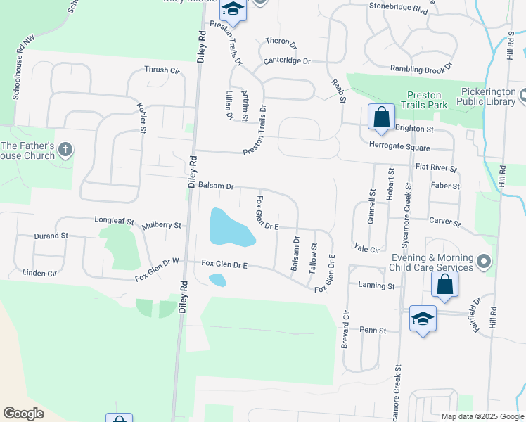 map of restaurants, bars, coffee shops, grocery stores, and more near 328 Fox Glen Drive East in Pickerington