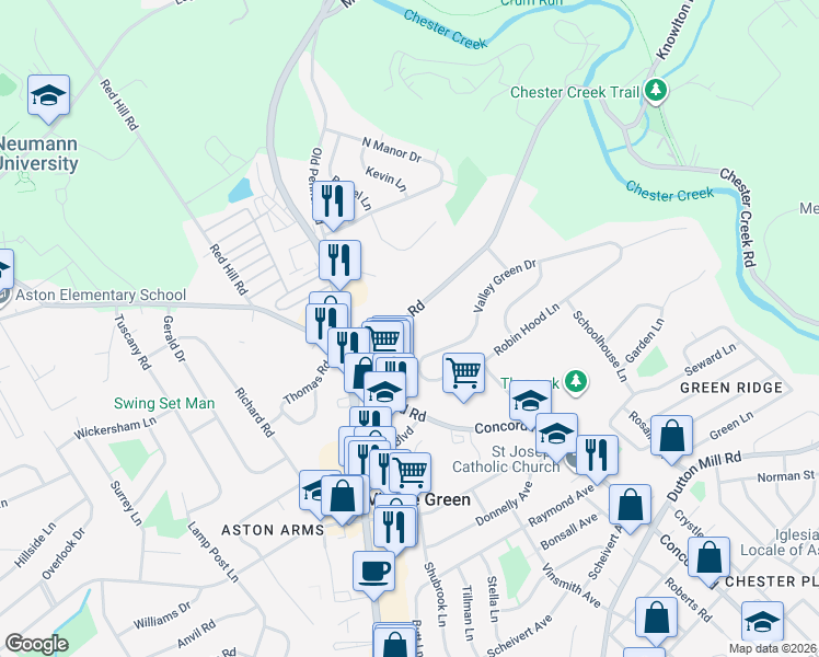 map of restaurants, bars, coffee shops, grocery stores, and more near 113 Knowlton Road in Media