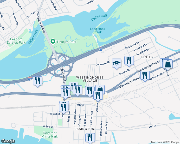 map of restaurants, bars, coffee shops, grocery stores, and more near 648 Saude Avenue in Tinicum Township