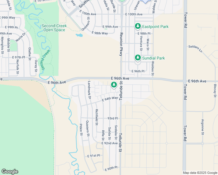 map of restaurants, bars, coffee shops, grocery stores, and more near 17540 East 95th Avenue in Commerce City