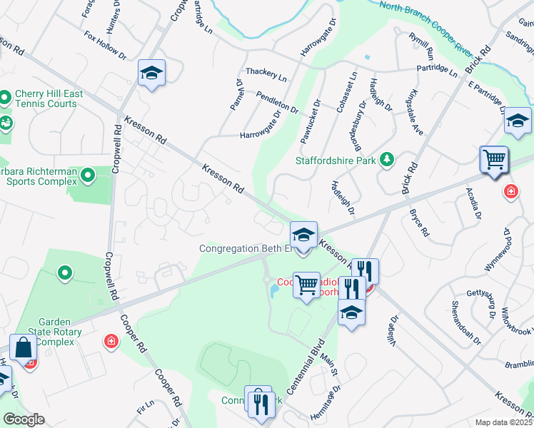 map of restaurants, bars, coffee shops, grocery stores, and more near 501 Hickory Circle in Cherry Hill Township