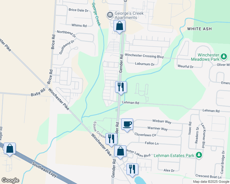 map of restaurants, bars, coffee shops, grocery stores, and more near 5369 Blanchard Dr in Canal Winchester