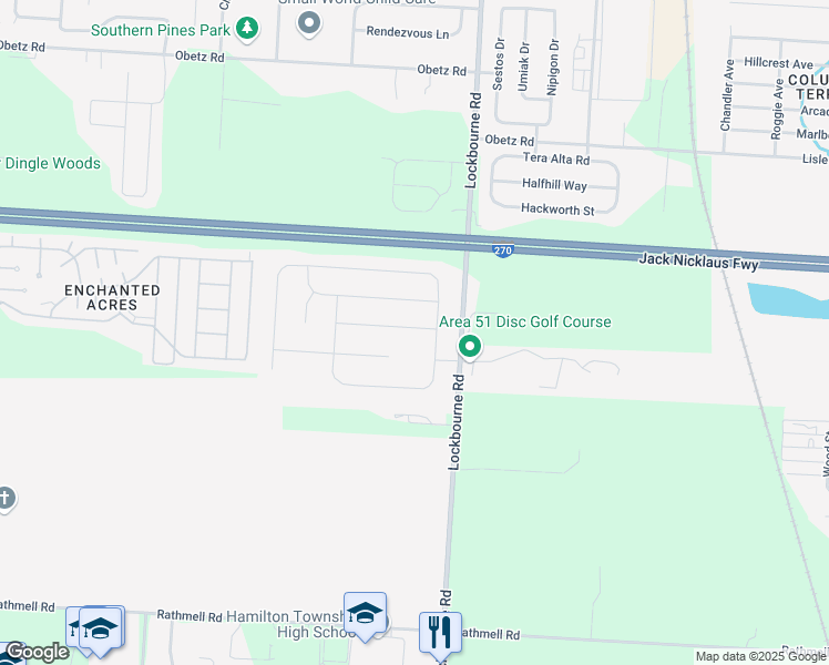 map of restaurants, bars, coffee shops, grocery stores, and more near 1131 Ayrshire Drive in Obetz