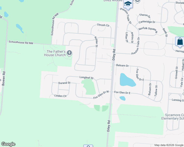 map of restaurants, bars, coffee shops, grocery stores, and more near 133 Kohler Street in Pickerington