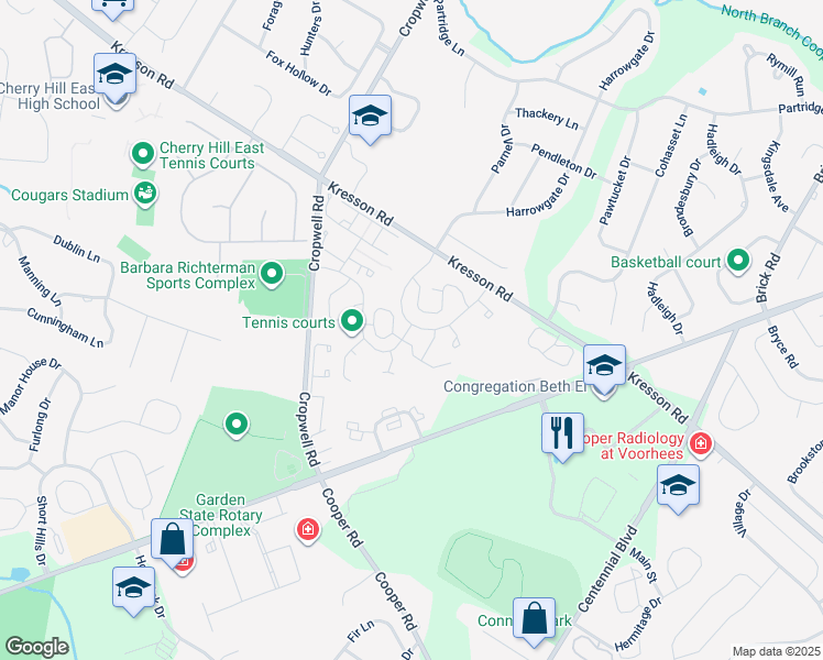 map of restaurants, bars, coffee shops, grocery stores, and more near 944 Chanticleer in Cherry Hill Township