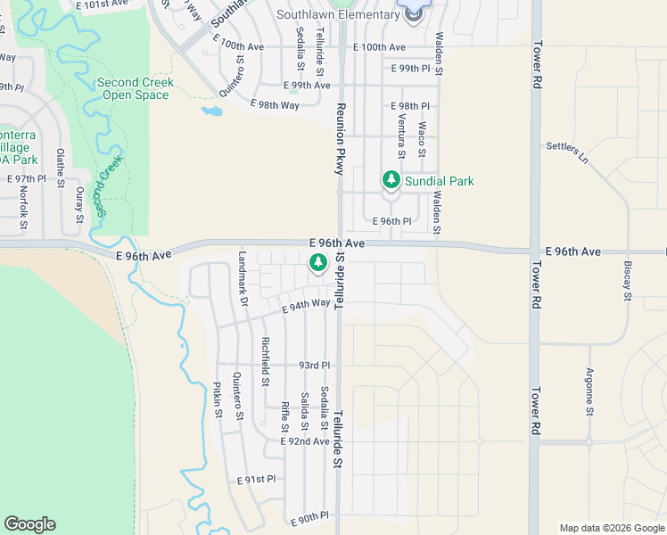 map of restaurants, bars, coffee shops, grocery stores, and more near 9569 Truckee Street in Commerce City