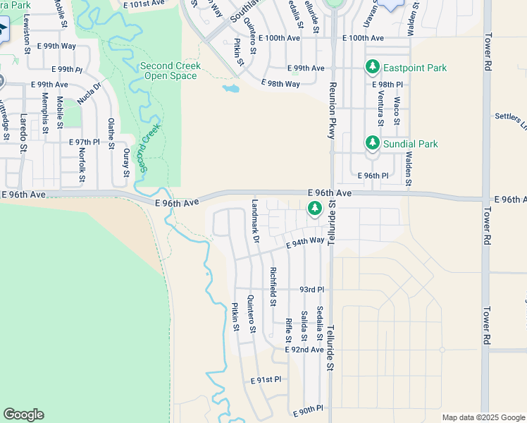 map of restaurants, bars, coffee shops, grocery stores, and more near 9547 Richfield Street in Commerce City