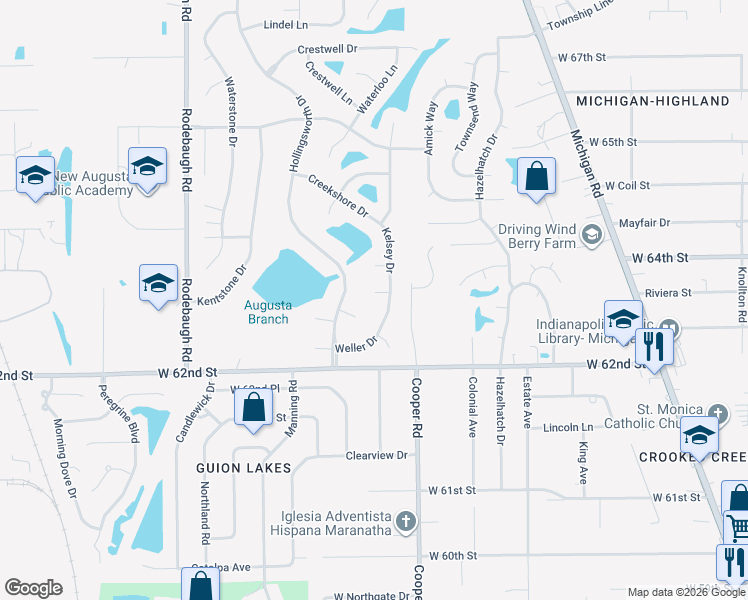 map of restaurants, bars, coffee shops, grocery stores, and more near 3147 Kasan Court in Indianapolis