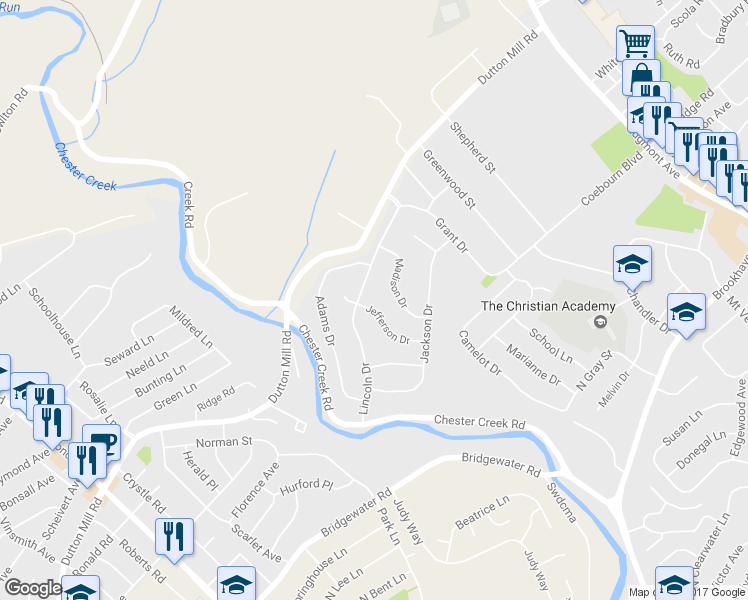 map of restaurants, bars, coffee shops, grocery stores, and more near 4955 Jefferson Drive in Brookhaven