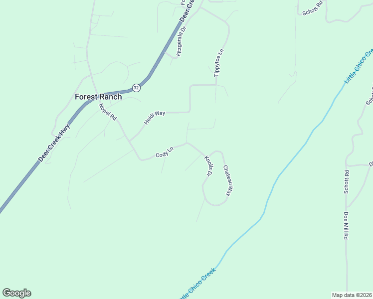 map of restaurants, bars, coffee shops, grocery stores, and more near 15300 Cheri Lane in Forest Ranch