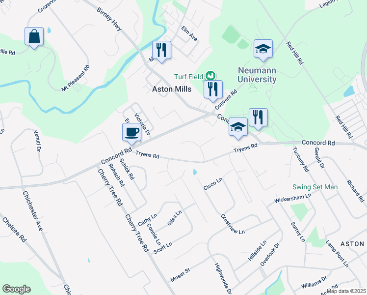 map of restaurants, bars, coffee shops, grocery stores, and more near 17 Sunnybank Lane in Aston
