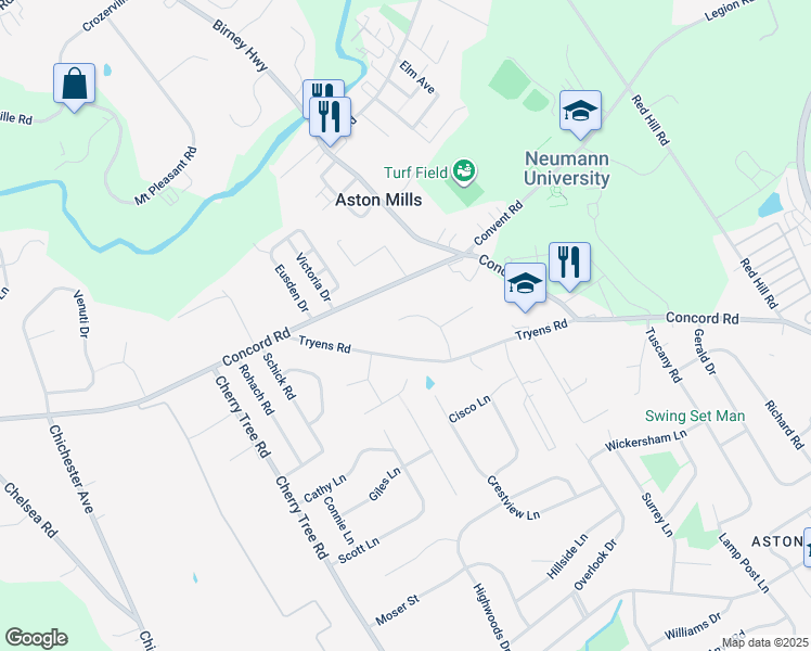 map of restaurants, bars, coffee shops, grocery stores, and more near 17 Sunnybank Lane in Aston