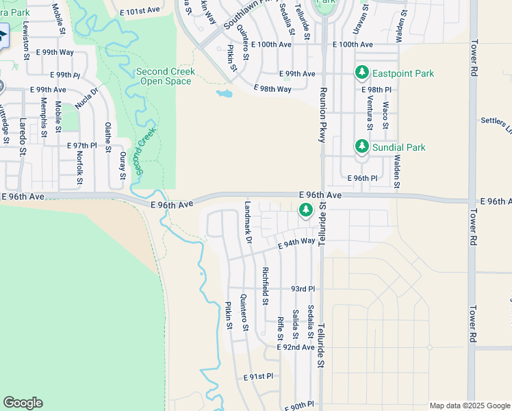 map of restaurants, bars, coffee shops, grocery stores, and more near 9547 Richfield Street in Commerce City