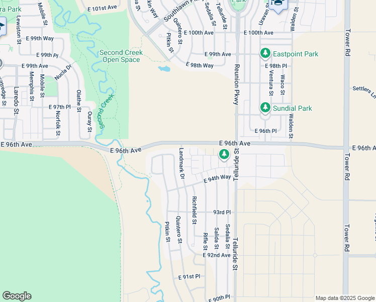 map of restaurants, bars, coffee shops, grocery stores, and more near 9547 Richfield Street in Commerce City