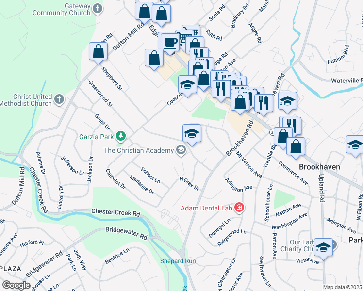 map of restaurants, bars, coffee shops, grocery stores, and more near 4312 Chandler Drive in Brookhaven
