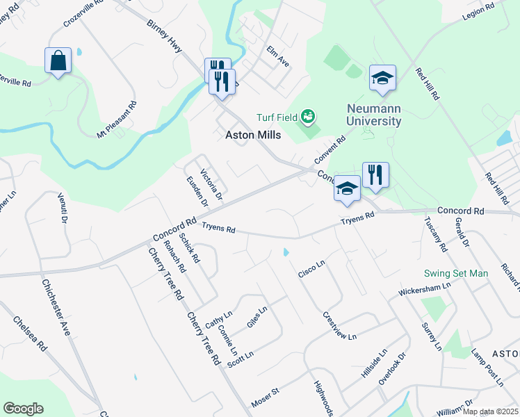 map of restaurants, bars, coffee shops, grocery stores, and more near 22 Sunnybank Lane in Aston