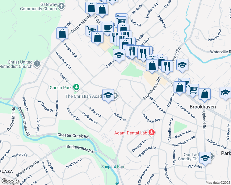 map of restaurants, bars, coffee shops, grocery stores, and more near 4312 Chandler Drive in Brookhaven