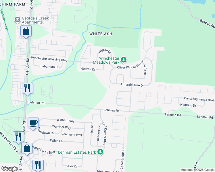 map of restaurants, bars, coffee shops, grocery stores, and more near 5371 John Browning Drive in Canal Winchester