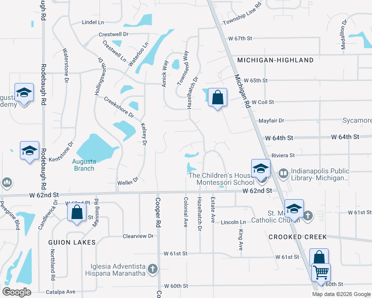 map of restaurants, bars, coffee shops, grocery stores, and more near 2838 Cooperland Court in Indianapolis
