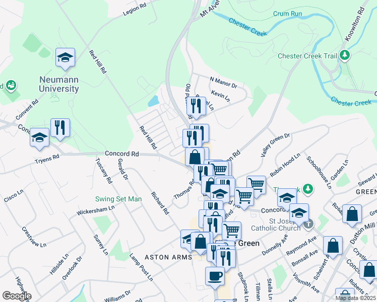 map of restaurants, bars, coffee shops, grocery stores, and more near 255 7th Avenue in Media