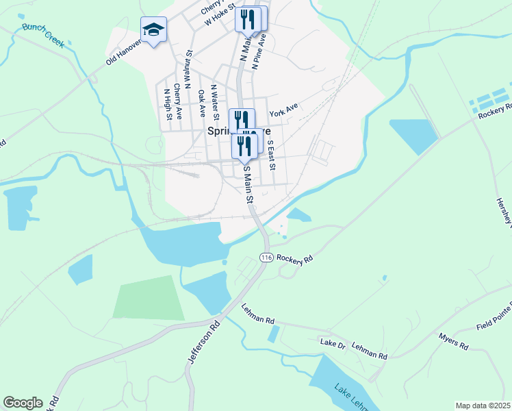 map of restaurants, bars, coffee shops, grocery stores, and more near 237 South Main Street in Spring Grove