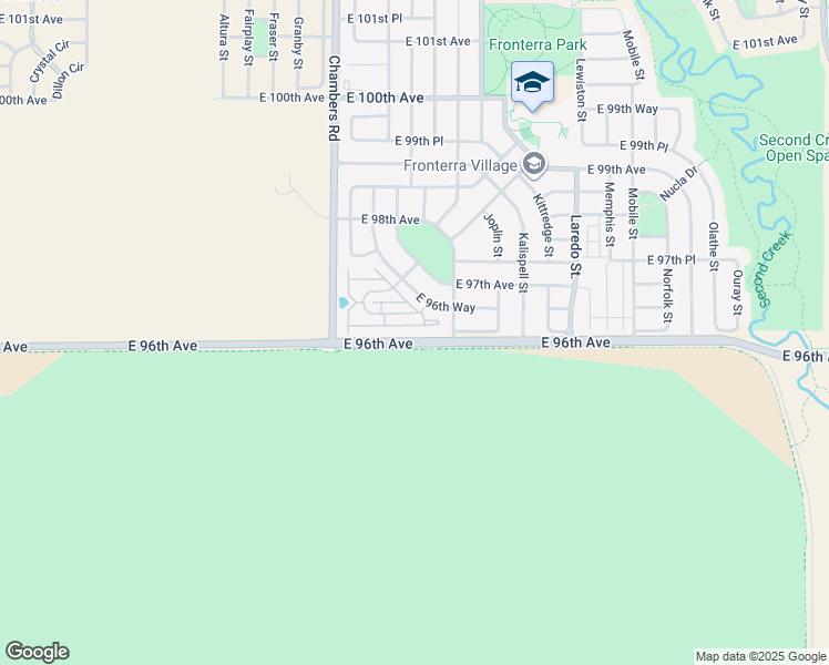 map of restaurants, bars, coffee shops, grocery stores, and more near 15612 East 96th Way in Commerce City