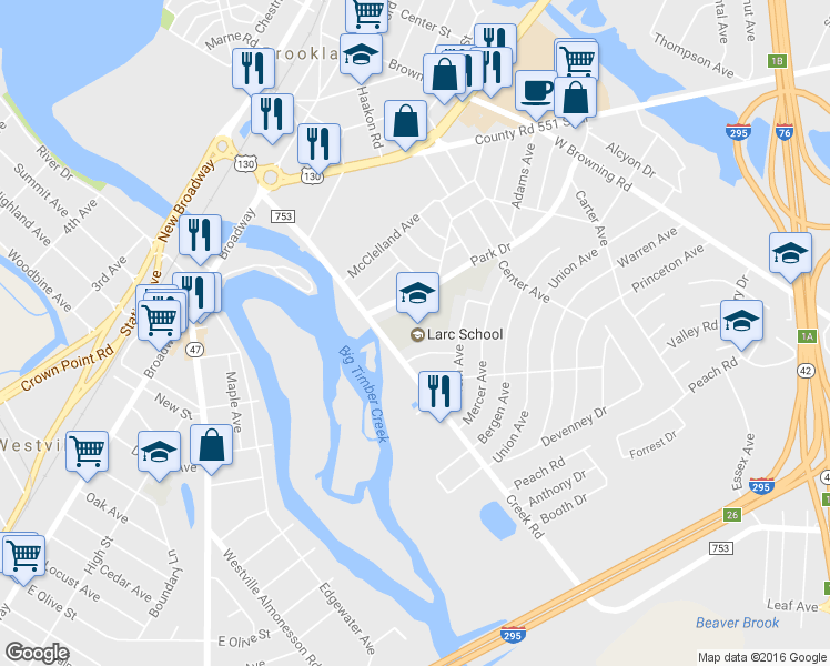 map of restaurants, bars, coffee shops, grocery stores, and more near 1089 Creek Rd in Bellmawr