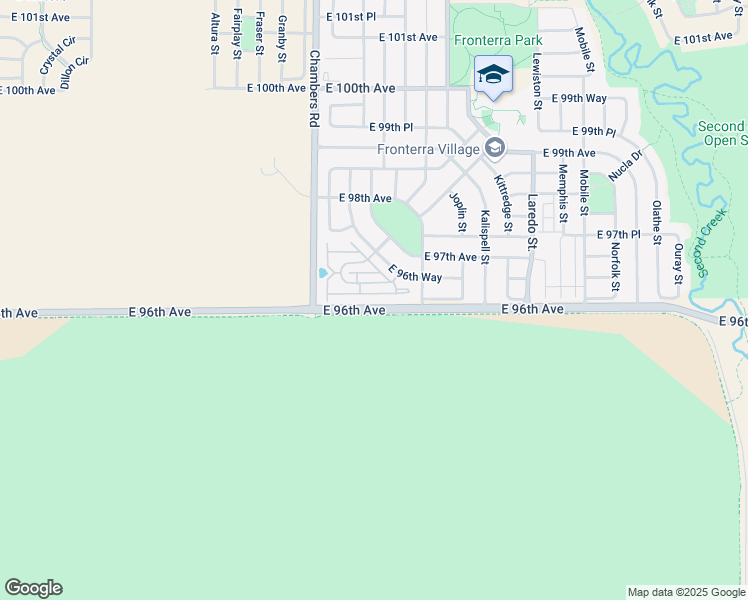 map of restaurants, bars, coffee shops, grocery stores, and more near 15612 East 96th Way in Commerce City