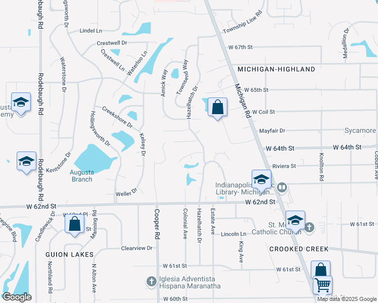 map of restaurants, bars, coffee shops, grocery stores, and more near 2838 Cooperland Court in Indianapolis