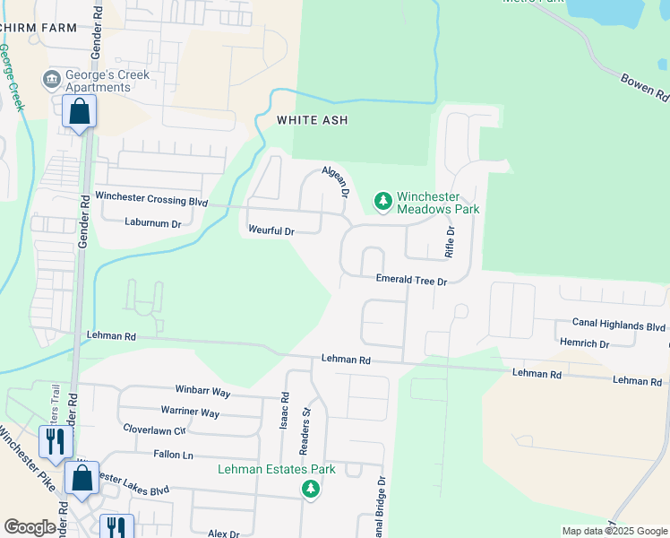 map of restaurants, bars, coffee shops, grocery stores, and more near 5387 John Browning Drive in Canal Winchester