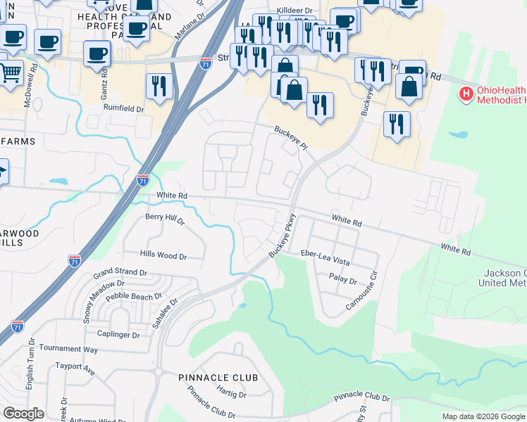 map of restaurants, bars, coffee shops, grocery stores, and more near 1599 Newport Loop North in Grove City