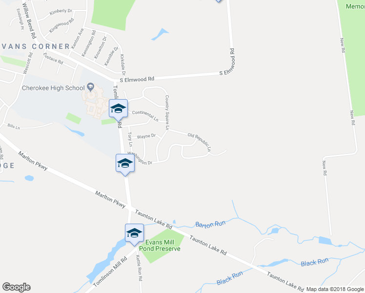 map of restaurants, bars, coffee shops, grocery stores, and more near 98 Old Republic Lane in Evesham Township