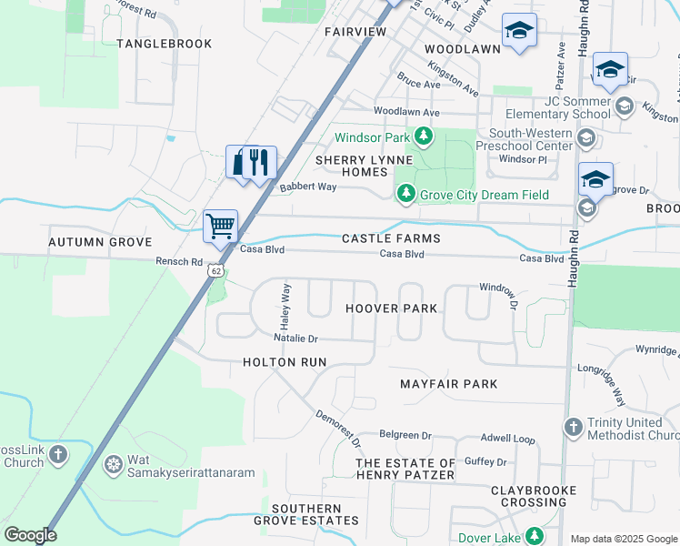 map of restaurants, bars, coffee shops, grocery stores, and more near 4496 Edgarton Drive in Grove City