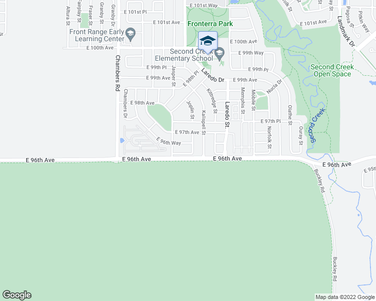 map of restaurants, bars, coffee shops, grocery stores, and more near 15771 East 96th Place in Commerce City