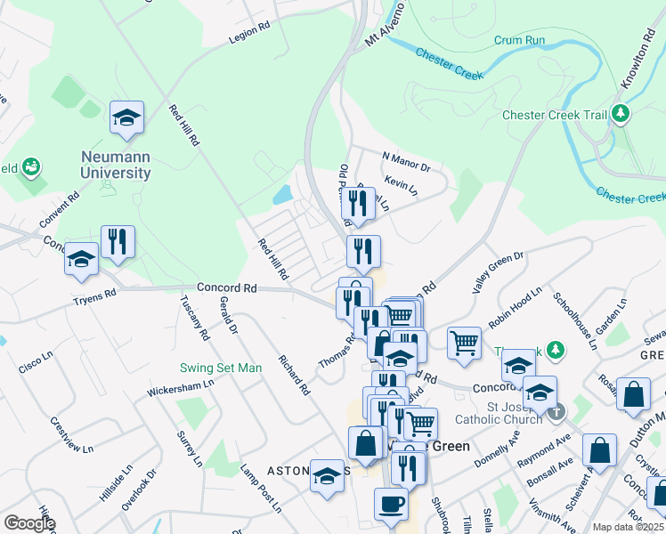 map of restaurants, bars, coffee shops, grocery stores, and more near 238 6th Avenue in Media