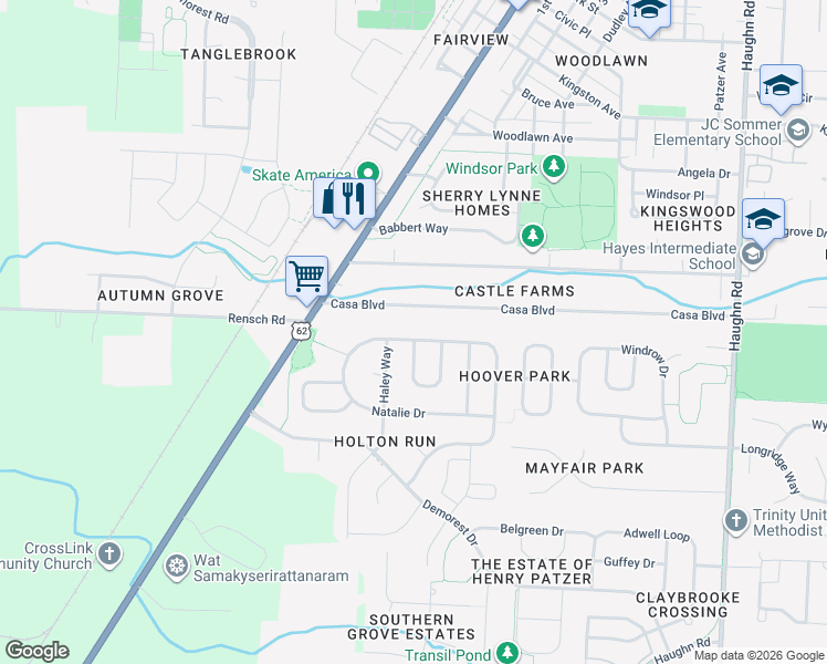 map of restaurants, bars, coffee shops, grocery stores, and more near 4436 Edgarton Drive in Grove City
