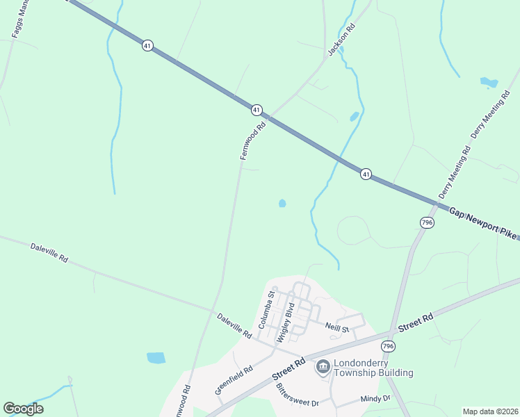 map of restaurants, bars, coffee shops, grocery stores, and more near 174 Fernwood Road in Cochranville
