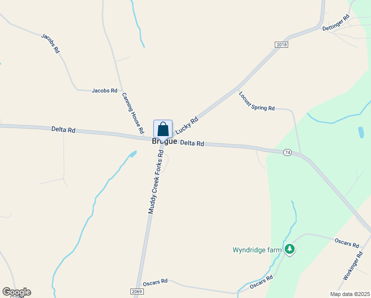 map of restaurants, bars, coffee shops, grocery stores, and more near 2268 Delta Road in Brogue