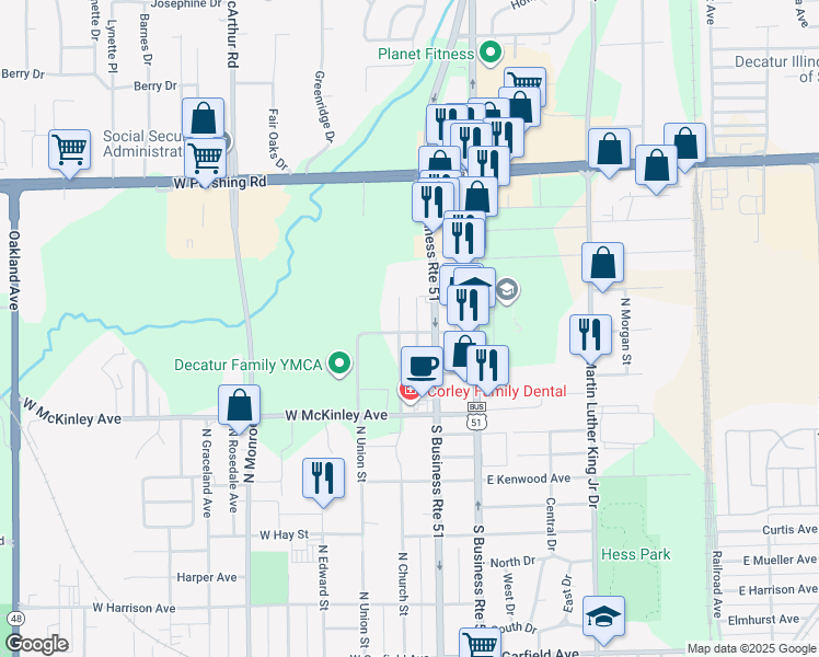 map of restaurants, bars, coffee shops, grocery stores, and more near 2600-2698 N Church St in Decatur