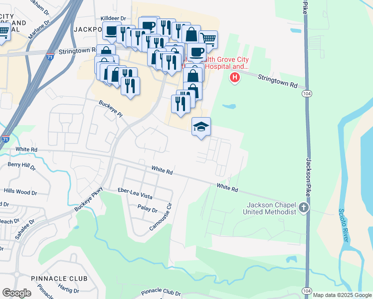 map of restaurants, bars, coffee shops, grocery stores, and more near 1305 Lamplighter Drive in Grove City