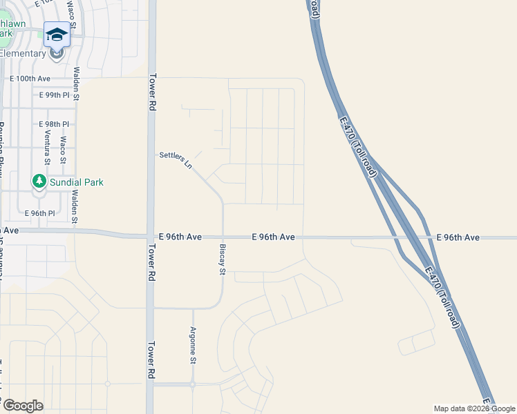 map of restaurants, bars, coffee shops, grocery stores, and more near East 96th Avenue in Commerce City