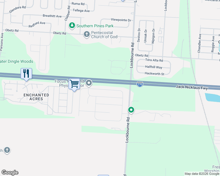 map of restaurants, bars, coffee shops, grocery stores, and more near 4525 Lockbourne Road in Columbus