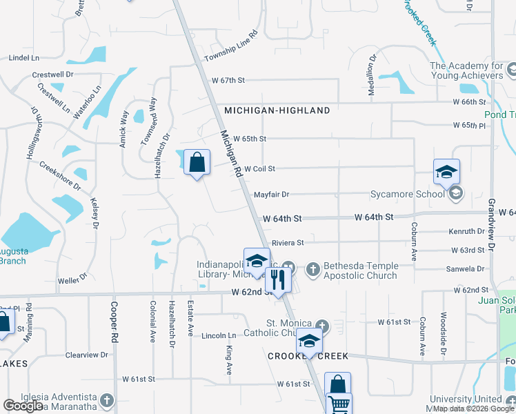 map of restaurants, bars, coffee shops, grocery stores, and more near in Indianapolis
