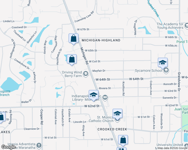 map of restaurants, bars, coffee shops, grocery stores, and more near in Indianapolis
