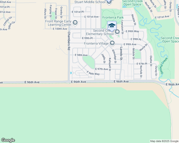 map of restaurants, bars, coffee shops, grocery stores, and more near 15603 East 96th Way in Commerce City