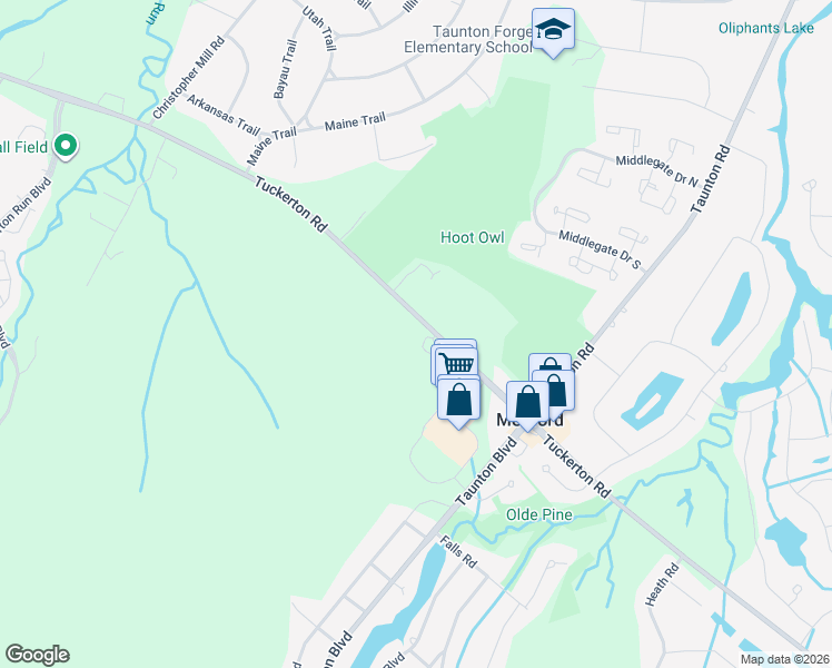 map of restaurants, bars, coffee shops, grocery stores, and more near 172 Tuckerton Road in Medford