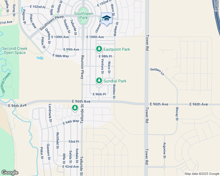 map of restaurants, bars, coffee shops, grocery stores, and more near 18183 East 97th Avenue in Commerce City