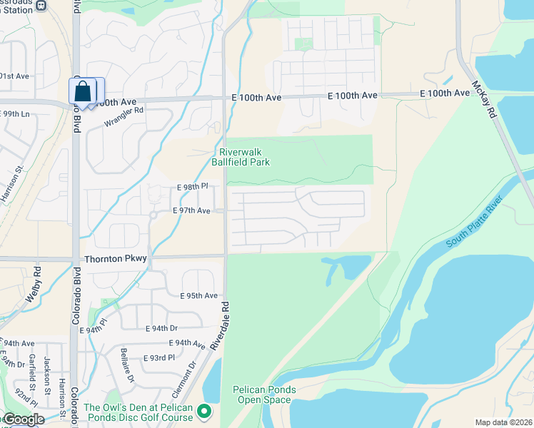 map of restaurants, bars, coffee shops, grocery stores, and more near 4956 East 97th Place in Thornton
