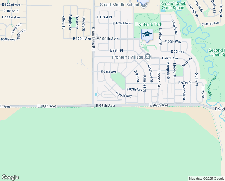 map of restaurants, bars, coffee shops, grocery stores, and more near 15543 East 96th Way in Commerce City