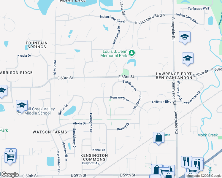 map of restaurants, bars, coffee shops, grocery stores, and more near 6267 Chadsworth Court in Indianapolis